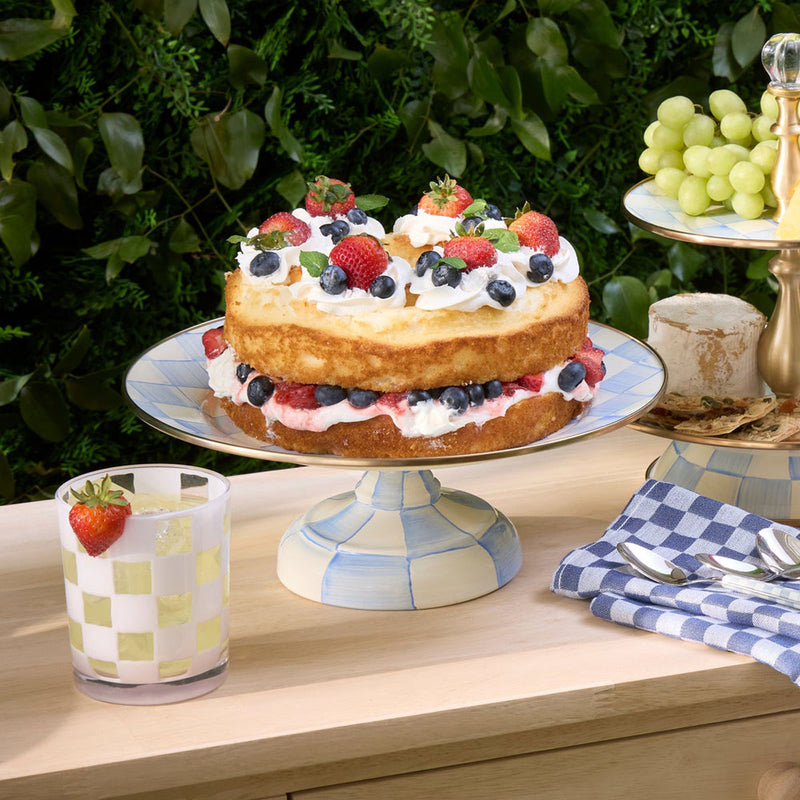 Mackenzie-Childs Sky Check Small Pedestal Platter