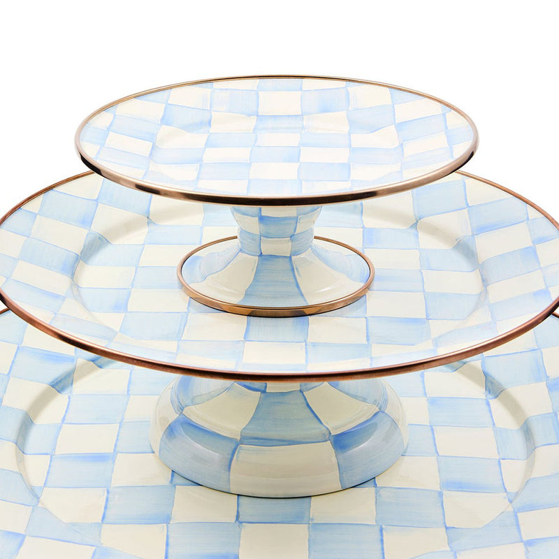Mackenzie-Childs Sky Check Small Pedestal Platter