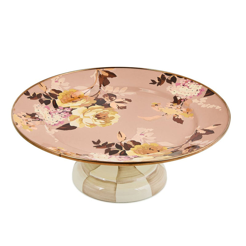 Mackenzie-Childs Wild Rose Mauve Small Pedestal Platter