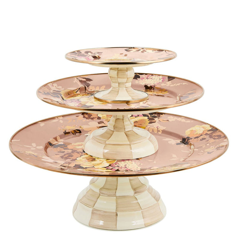 Mackenzie-Childs Wild Rose Mauve Small Pedestal Platter