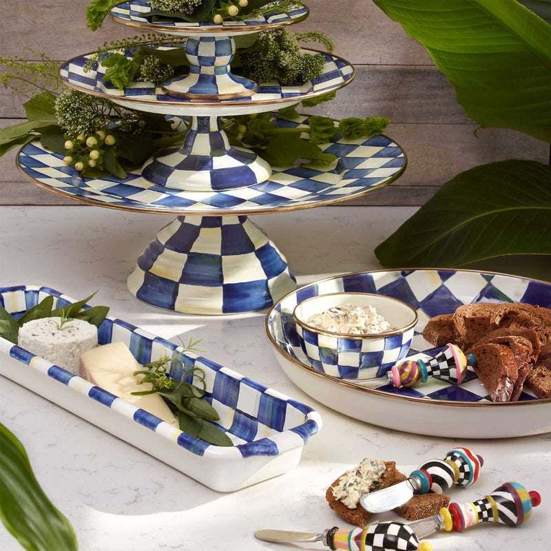 Mackenzie-Childs Royal Check Pedestal Platter