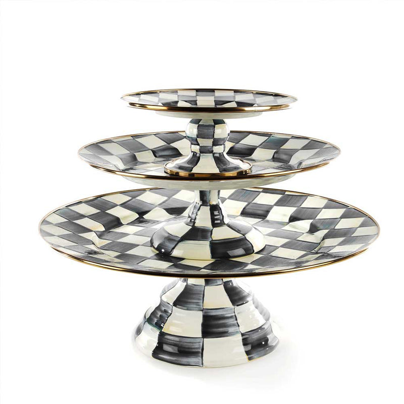 Mackenzie Childs Courtly Check Mini Enamel Pedestal Platter #2