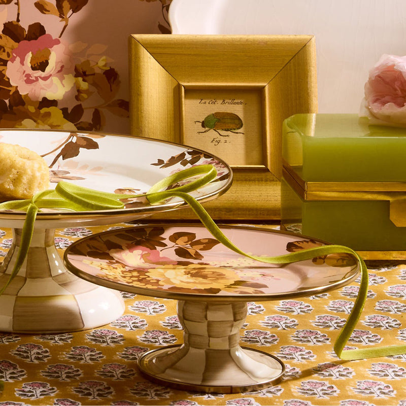 Mackenzie-Childs Wild Rose Mauve Mini Pedestal Platter