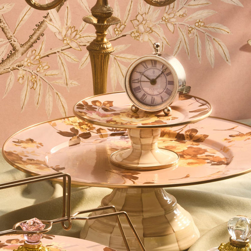 Mackenzie-Childs Wild Rose Mauve Mini Pedestal Platter