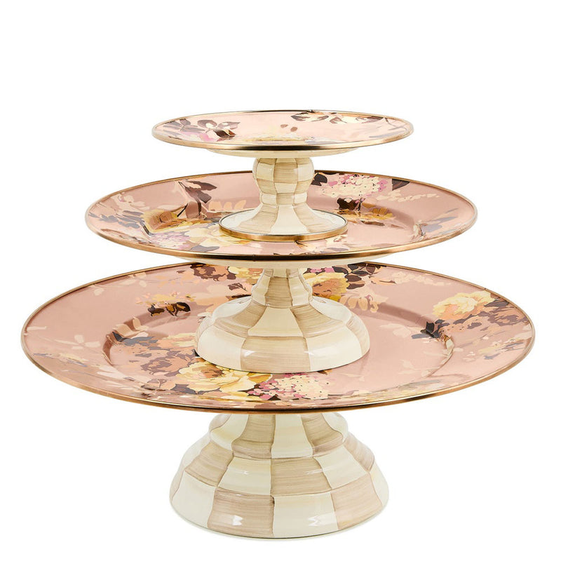 Mackenzie-Childs Wild Rose Mauve Mini Pedestal Platter