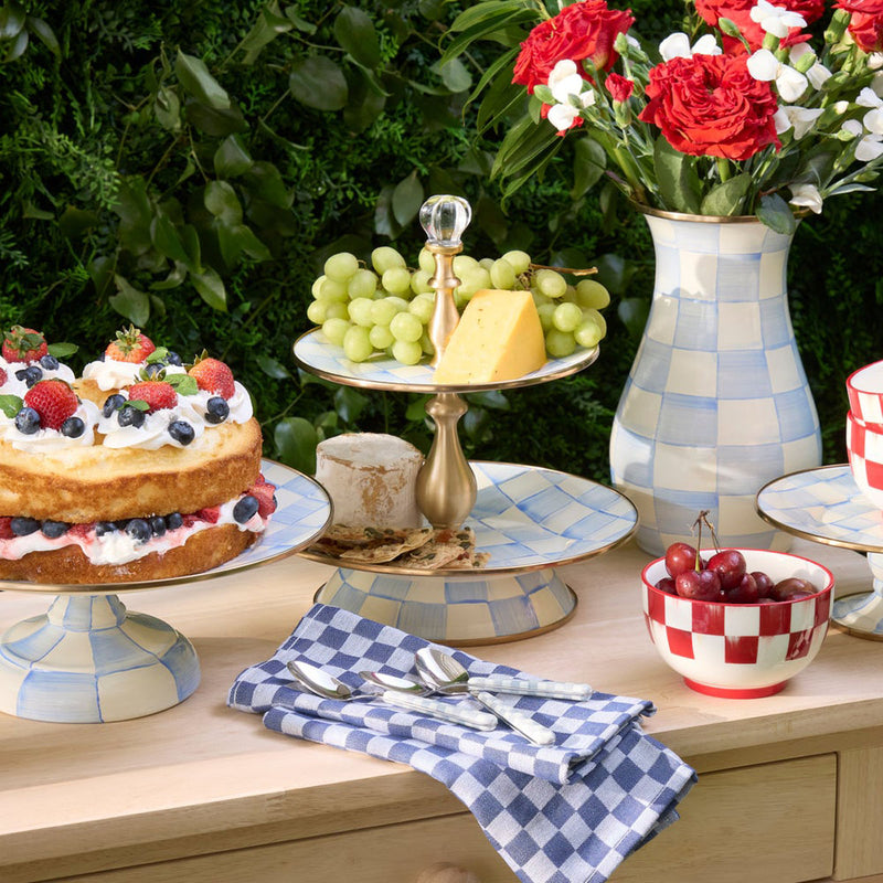 Mackenzie-Childs Sky Check Two Tier Sweet Stand