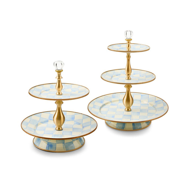 Mackenzie-Childs Sky Check Two Tier Sweet Stand