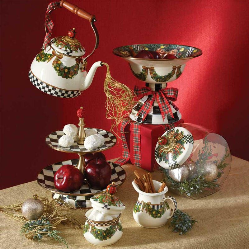 Mackenzie-Childs Courtly Check Enamel Two Tier Sweet Stand