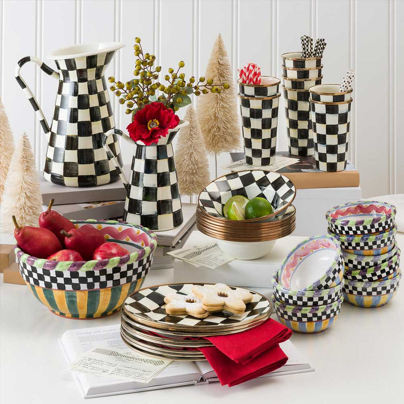 Mackenzie-Childs Courtly Check Enamel Two Tier Sweet Stand