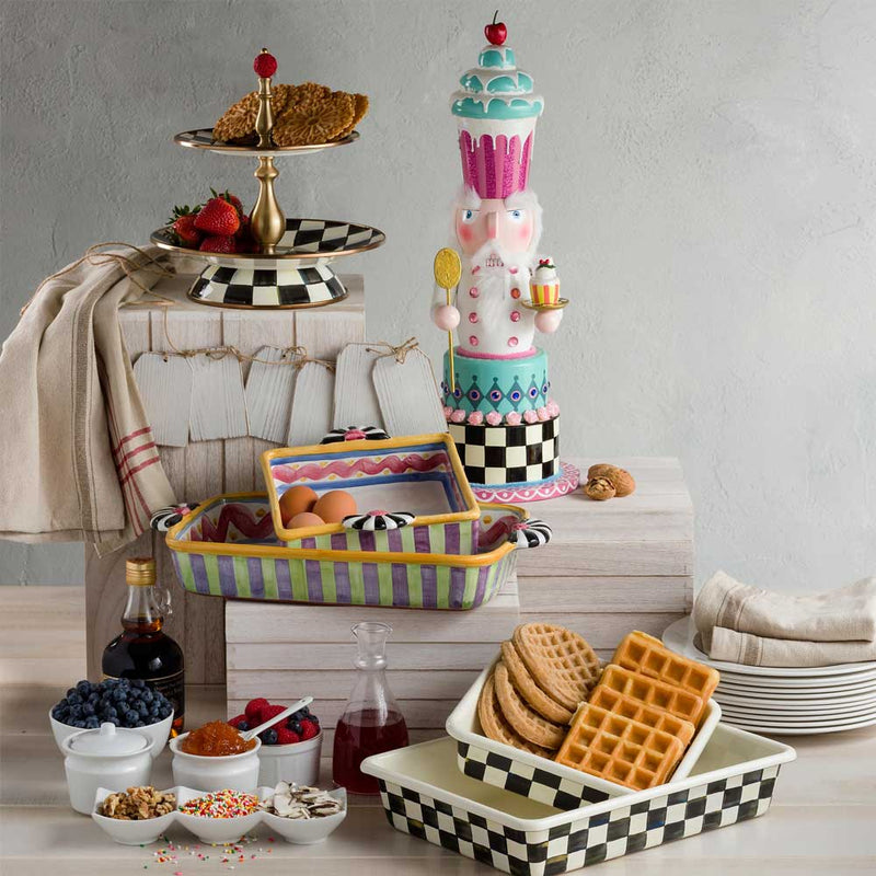 Mackenzie-Childs Courtly Check Enamel Two Tier Sweet Stand