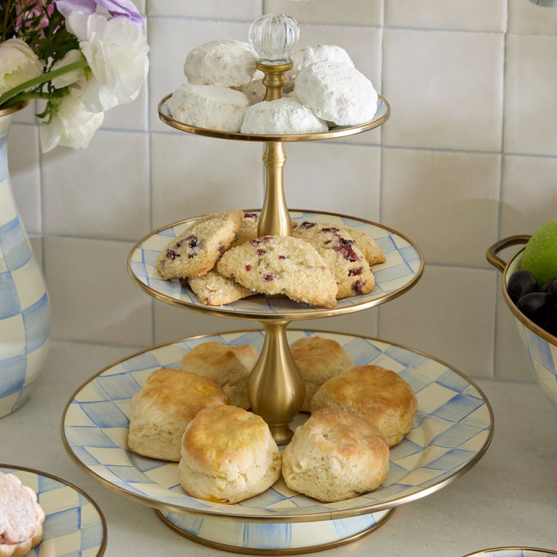 Mackenzie-Childs Sky Check Three Tier Sweet Stand