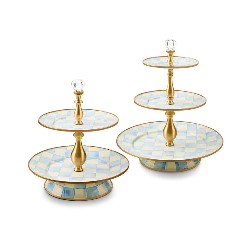 Mackenzie-Childs Sky Check Three Tier Sweet Stand