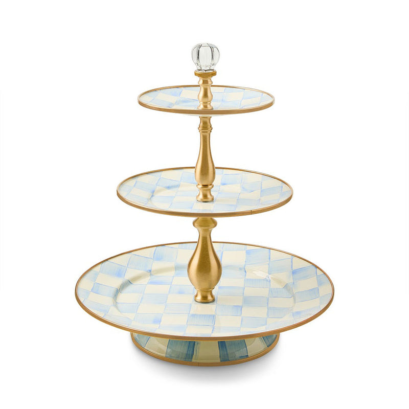 Mackenzie-Childs Sky Check Three Tier Sweet Stand