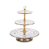 Mackenzie Childs Violet Check Three Tier Sweet Stand