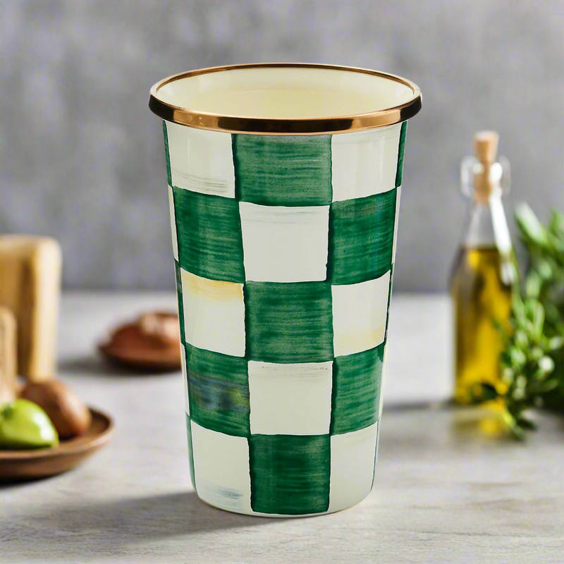 Mackenzie-Childs Emerald Check 10 Ounce Tumbler