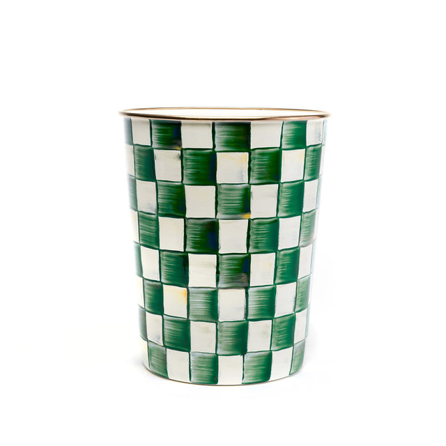 Mackenzie-Childs Emerald Check Waste Bin