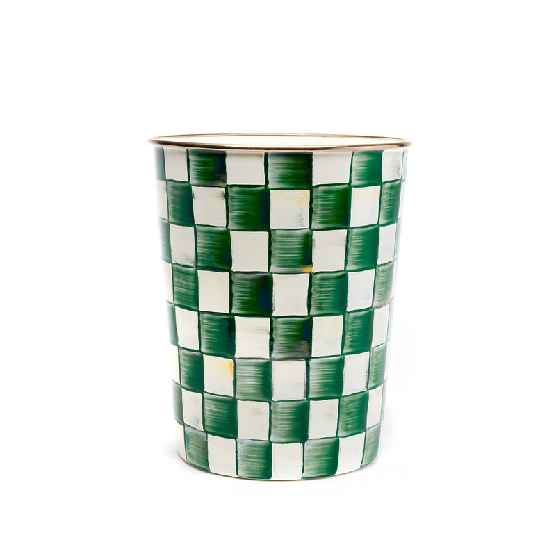 Mackenzie-Childs Emerald Check Waste Bin