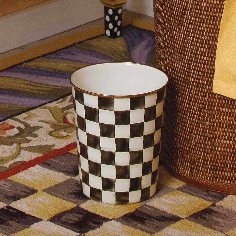 Mackenzie-Childs Courtly Check Enamel Waste Bin #2