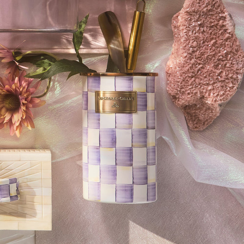 Mackenzie Childs Violet Check Utensil Holder