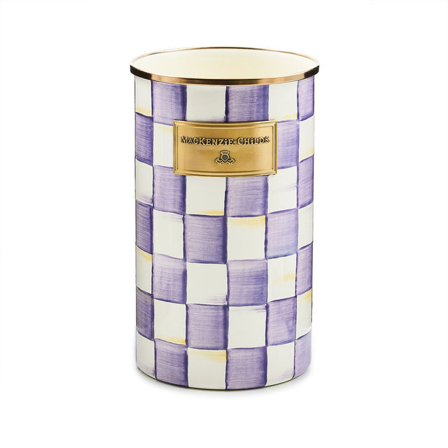 Mackenzie Childs Violet Check Utensil Holder