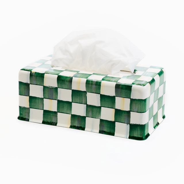 Mackenzie-Childs Emerald Check Standard Tissue Box Cover
