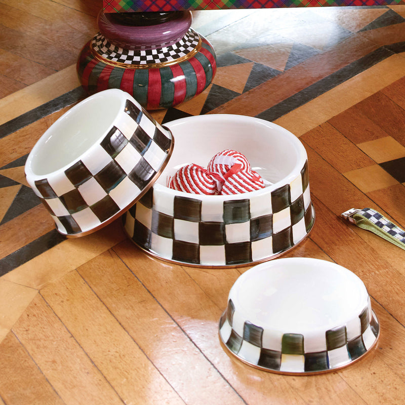 Mackenzie Childs Courtly Check Medium Pet Dish