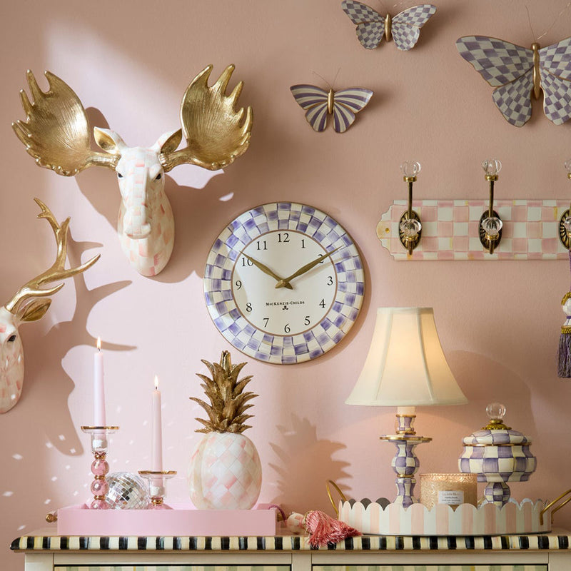 Mackenzie Childs Violet Check Clock