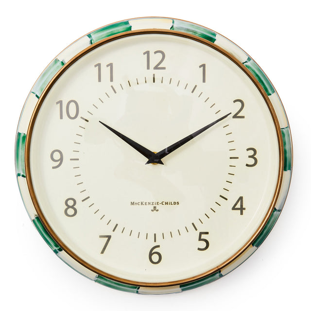 Mackenzie-Childs Emerald Check School Clock