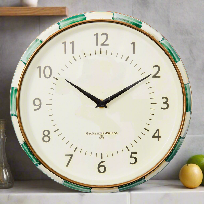 Mackenzie-Childs Emerald Check School Clock