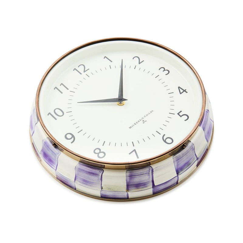 Mackenzie Childs Violet Check School Wall Clock