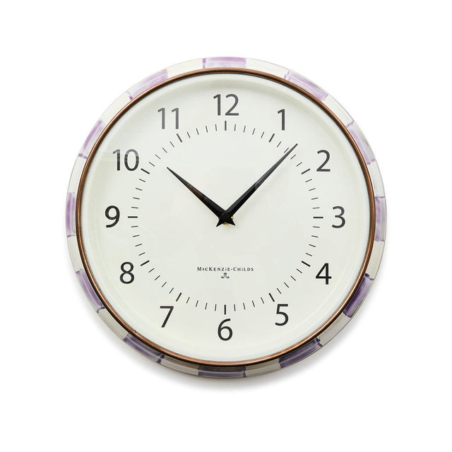 Mackenzie Childs Violet Check School Wall Clock