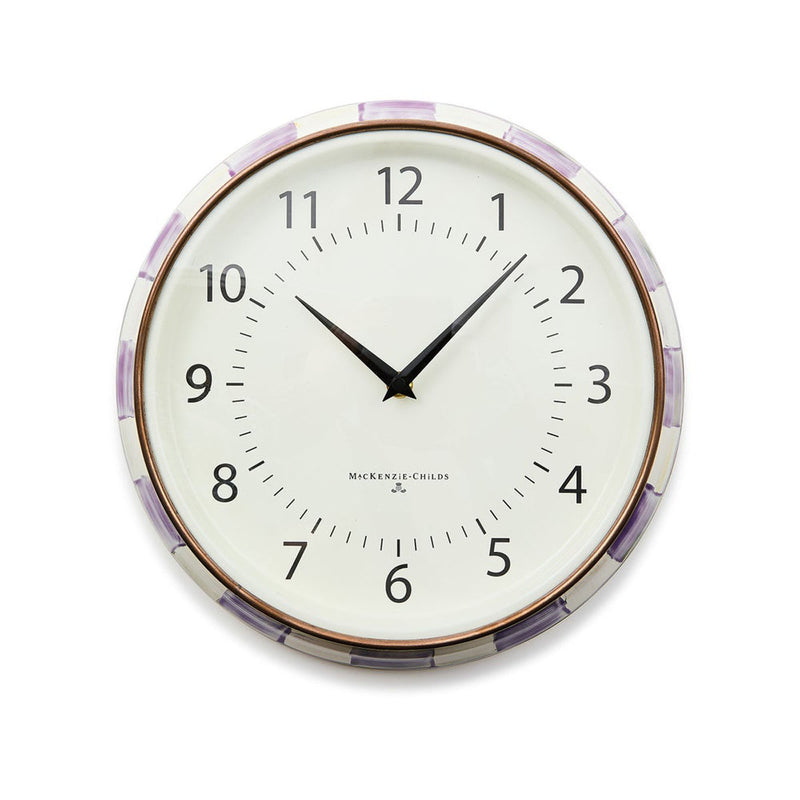 Mackenzie Childs Violet Check School Wall Clock