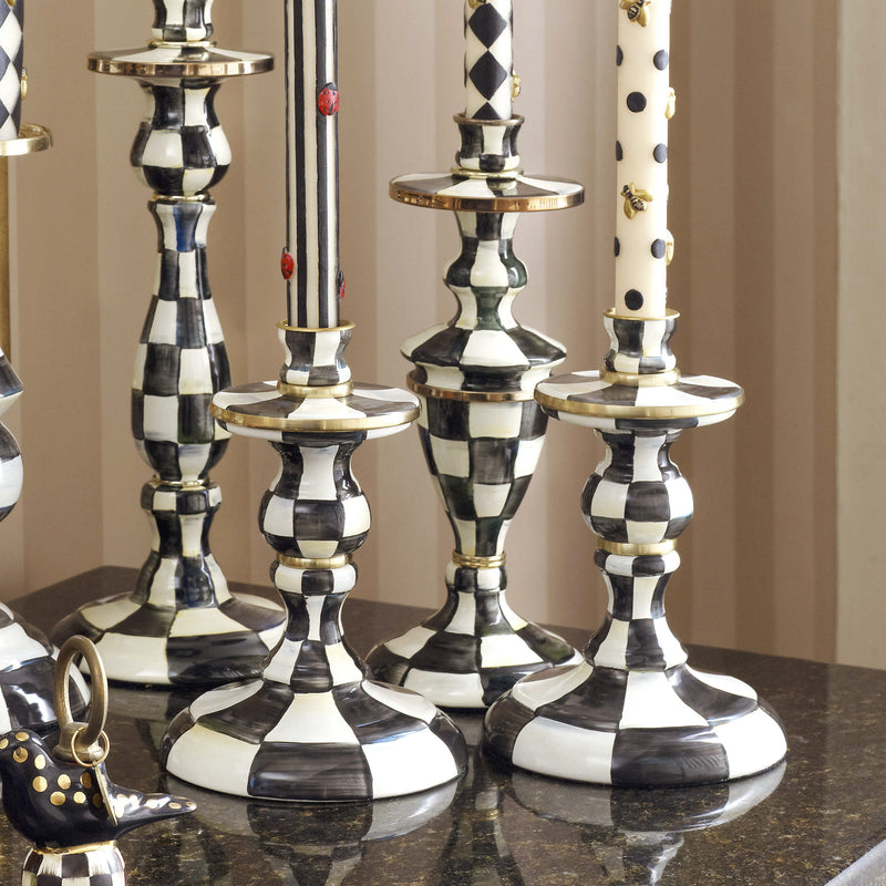 Mackenzie-Childs Courtly Check Small Enamel Candlestick