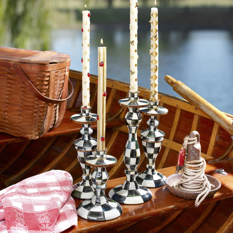 Mackenzie-Childs Courtly Check Small Enamel Candlestick