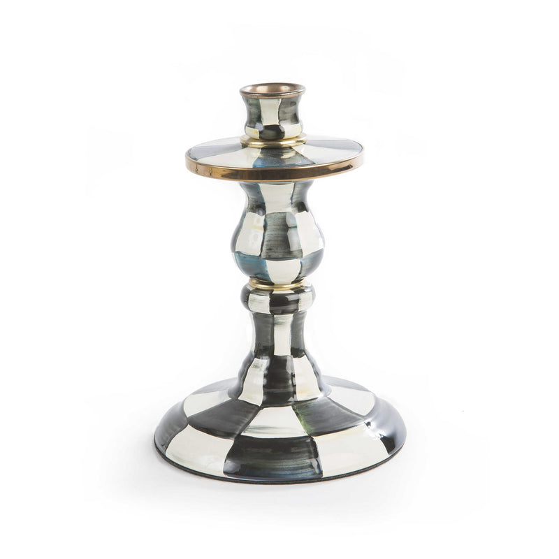 Mackenzie-Childs Courtly Check Small Enamel Candlestick