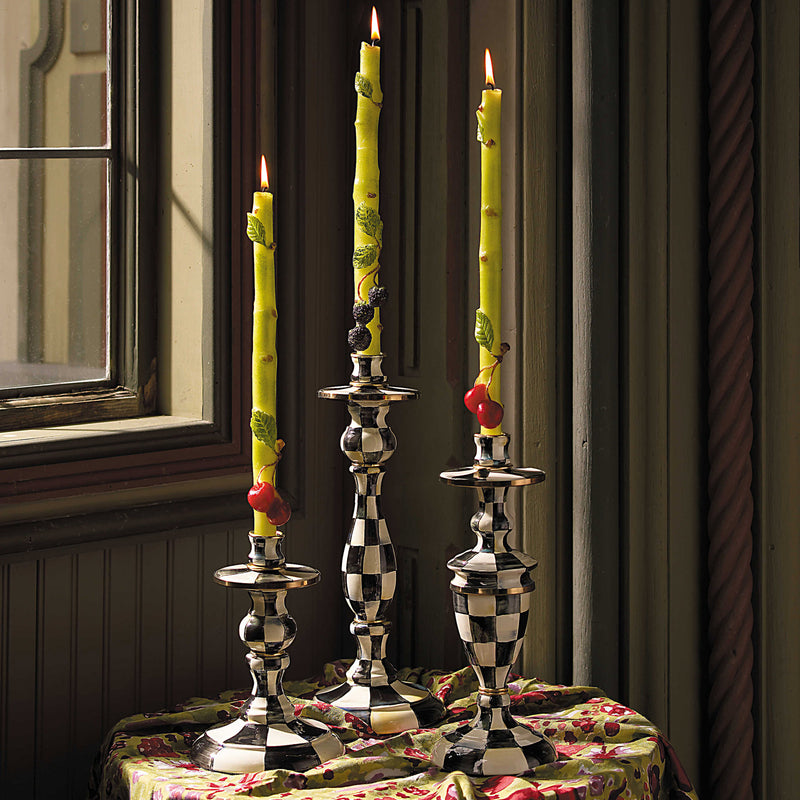 Mackenzie-Childs Courtly Check Large Enamel Candlestick