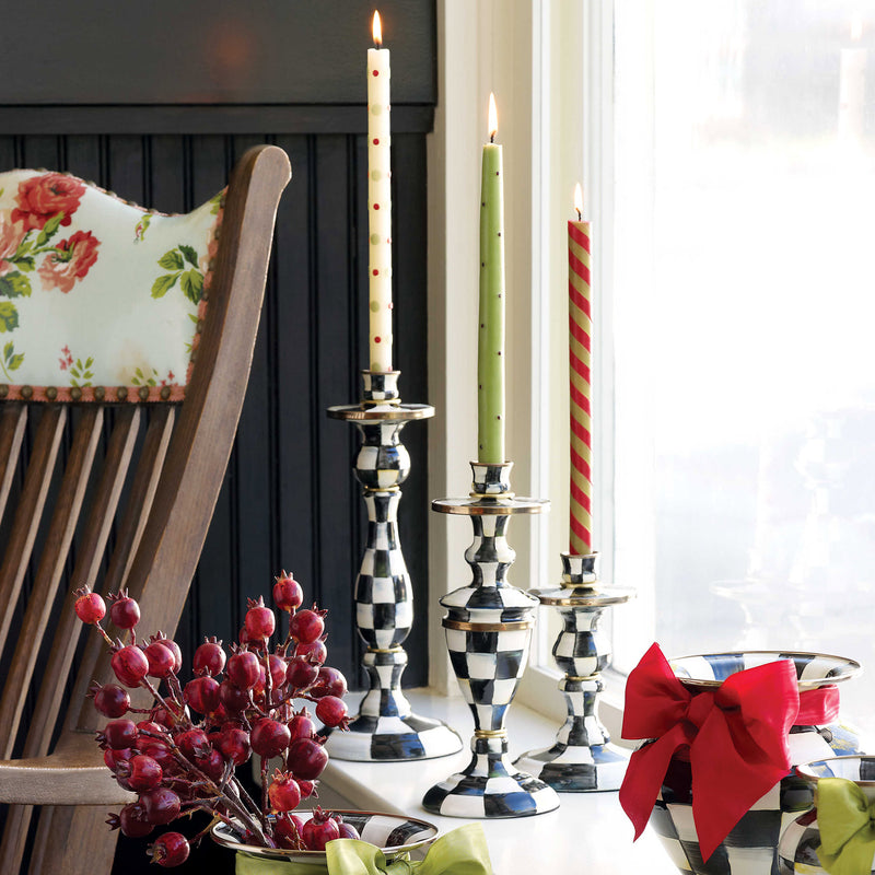 Mackenzie-Childs Courtly Check Large Enamel Candlestick