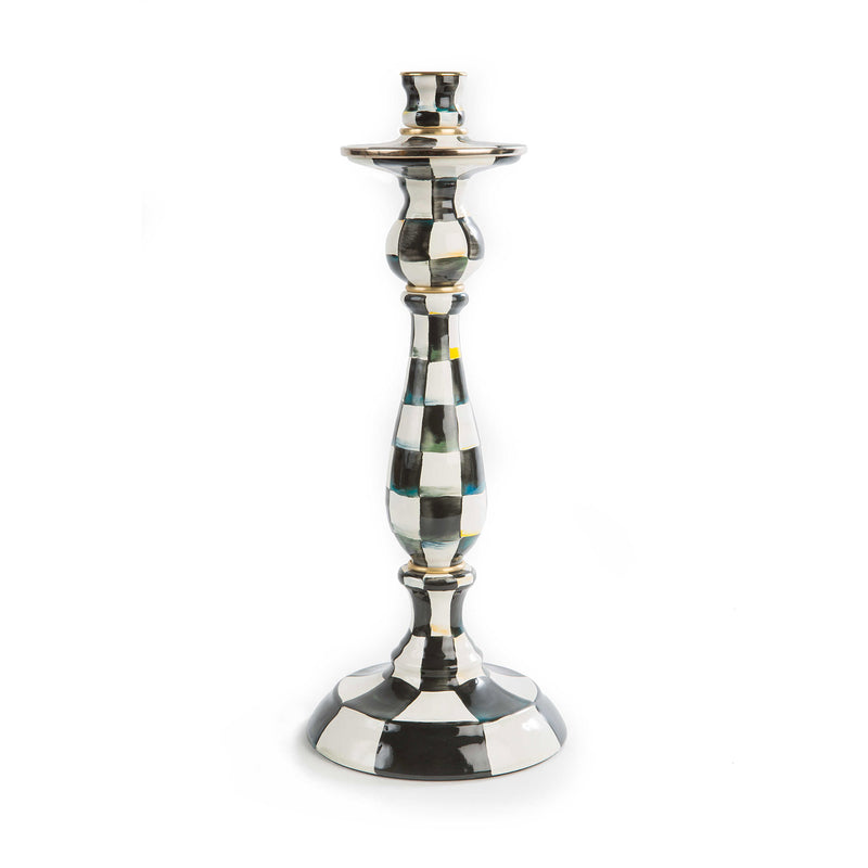Mackenzie-Childs Courtly Check Large Enamel Candlestick