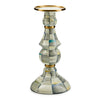 Mackenzie Childs Sterling Check Enamel Pillar Candlestick, Large