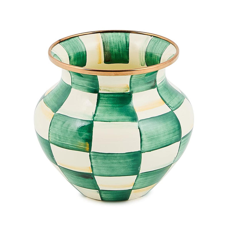 Mackenzie-Childs Emerald Check Enamel Small Vase