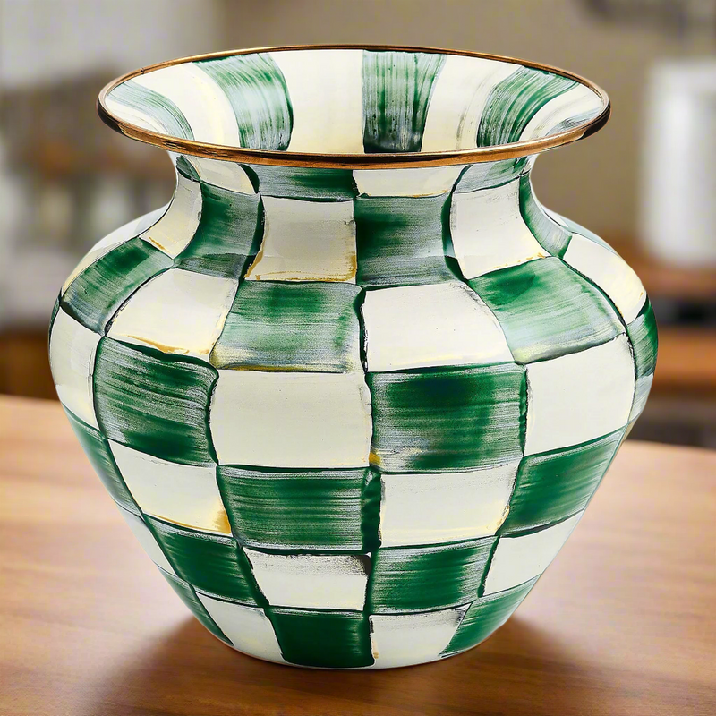 Mackenzie-Childs Emerald Check Large Vase
