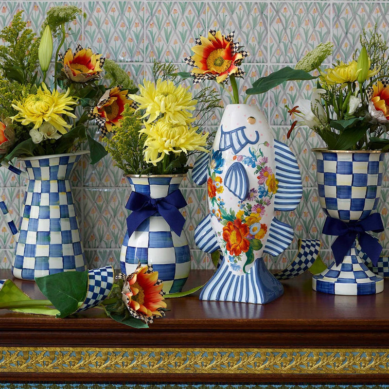 Mackenzie-Childs Royal Check Enamel Vase