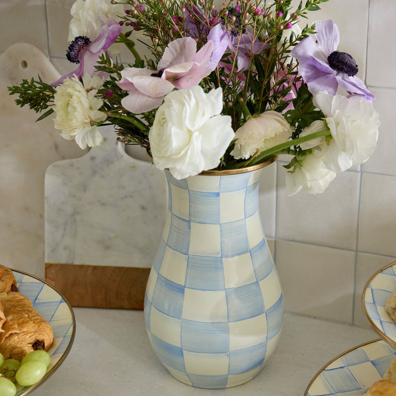 Mackenzie-Childs Sky Check Tall Vase