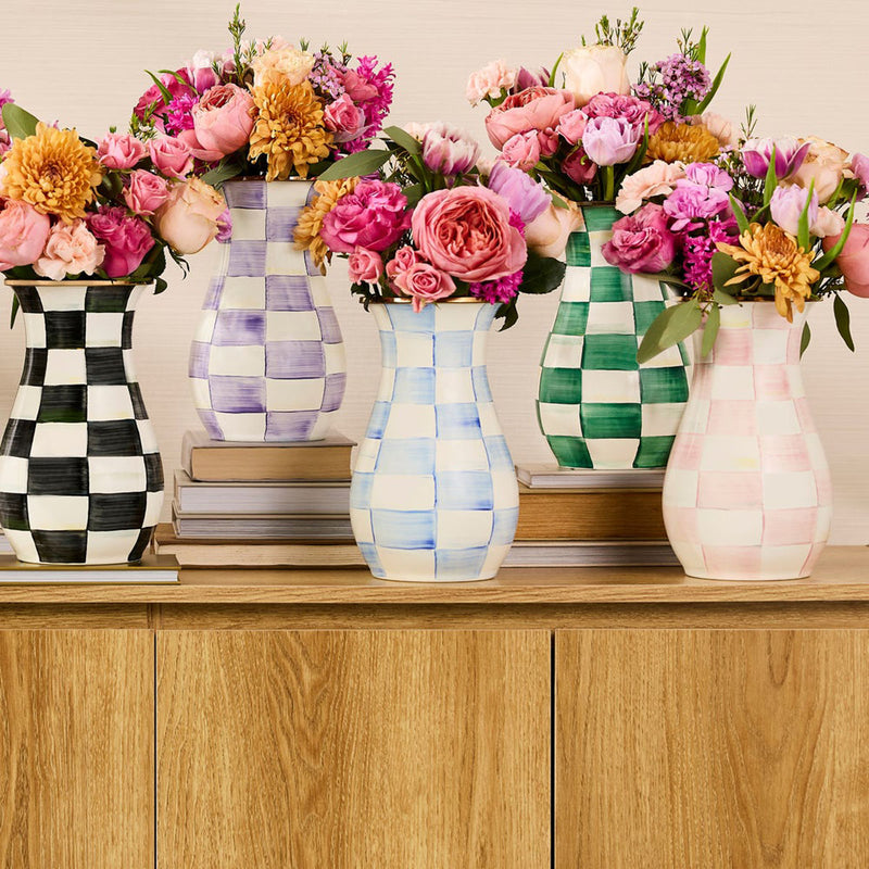 Mackenzie-Childs Sky Check Tall Vase