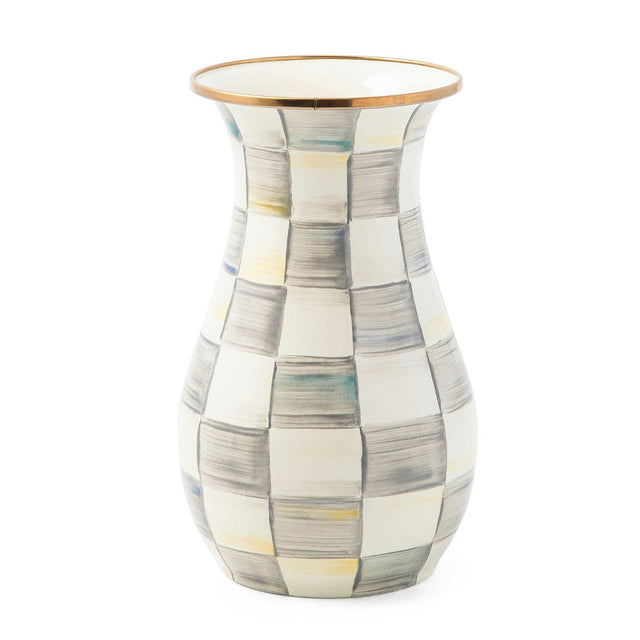Mackenzie-Childs Sterling Check Enamel Tall Vase