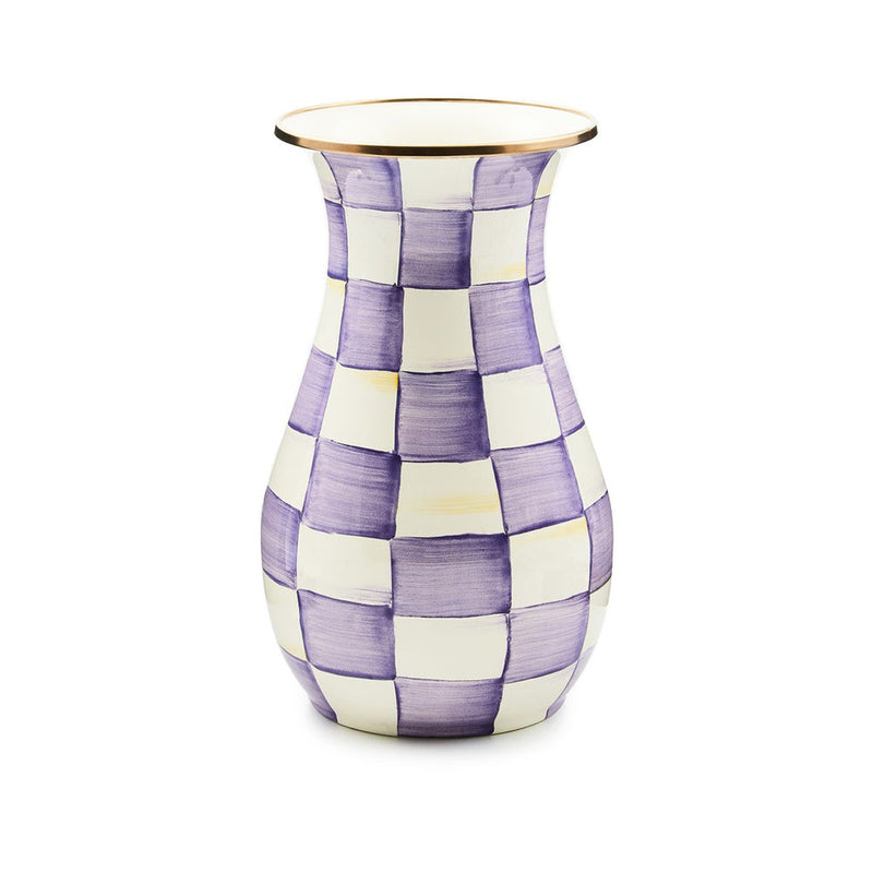 Mackenzie Childs Violet Check Tall Vase