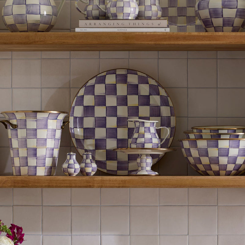 Mackenzie Childs Violet Check Abundant Bowl