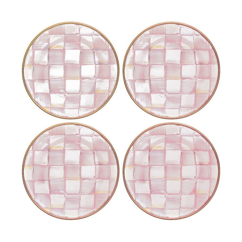 Mackenzie-Childs Rosy Check Appetizer Plates, Set of 4