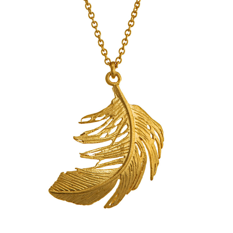 Alex Monroe Big Feather Necklace, Gold Plated
