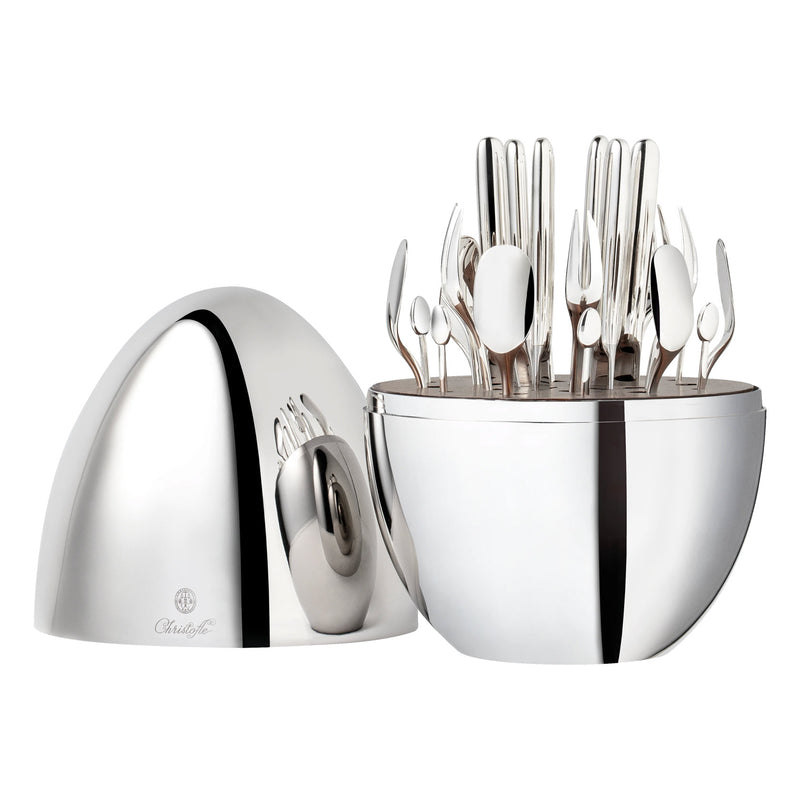 Christofle Mood Party 24 Silver Piece Set, Silver Plated Cutlery Set with Chest
